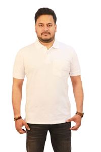 Picture of Bihar Khadi  Cotton Half Polo T-shirt In White Color