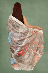 Picture of Bihar Khadi Marble Print Cotton Saree in Sky Blue Color