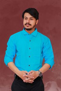 Picture of Solid Turquoise Color  Regular Fit Men’s Khadi Shirt