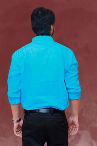 Picture of Solid Turquoise Color  Regular Fit Men’s Khadi Shirt