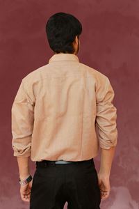 Picture of Textured Light Brown Color Regular Fit Men’s Khadi Shirt