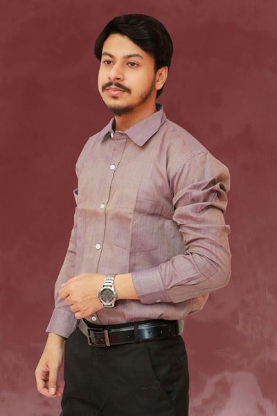 Picture of Textured Light Grey Color Regular Fit Men’s Khadi Shirt