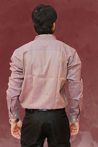 Picture of Textured Light Grey Color Regular Fit Men’s Khadi Shirt