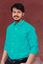 Picture of Checked Turquoise Color Regular Fit Men’s Khadi Shirt