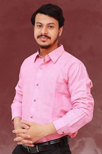 Picture of Striped Light Pink Color Regular Fit Men’s Khadi Shirt