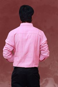 Picture of Striped Light Pink Color Regular Fit Men’s Khadi Shirt