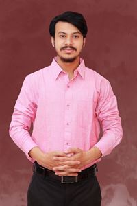 Picture of Striped Light Pink Color Regular Fit Men’s Khadi Shirt