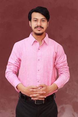 Picture of Striped Light Pink Color Regular Fit Men’s Khadi Shirt