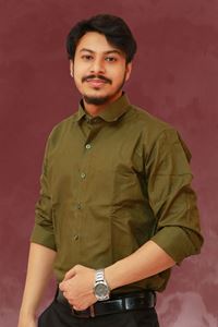Picture of Solid Olive Green Color Regular Fit Men’s Khadi Shirt