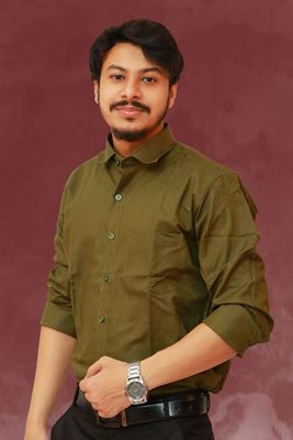 Picture of Solid Olive Green Color Regular Fit Men’s Khadi Shirt