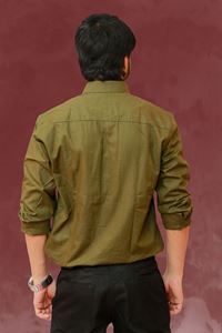 Picture of Solid Olive Green Color Regular Fit Men’s Khadi Shirt