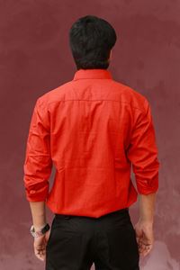 Picture of Solid Red Color Regular Fit Men’s Khadi Shirt