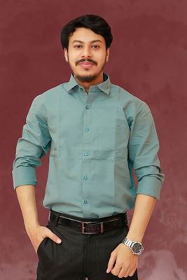 Picture of Solid Mint Green Color Regular Fit Men’s Khadi Shirt