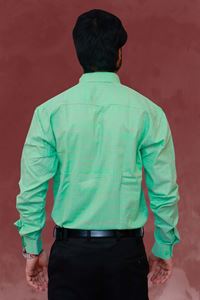 Picture of Textured Light Green Color Regular Fit Men’s Khadi Shirt