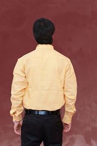 Picture of Textured Yellow Color Regular Fit Men’s Khadi Shirt