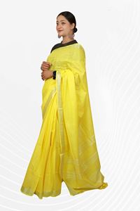 Picture of Bihar Khadi Lemon Yellow Color Cotton Saree