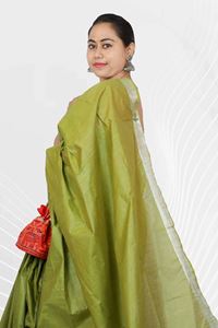 Picture of Bihar Khadi  Olive Green Color Cotton Saree