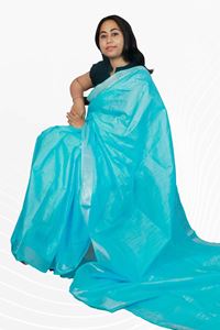 Picture of Bihar Khadi  Sky Blue Color Cotton Saree