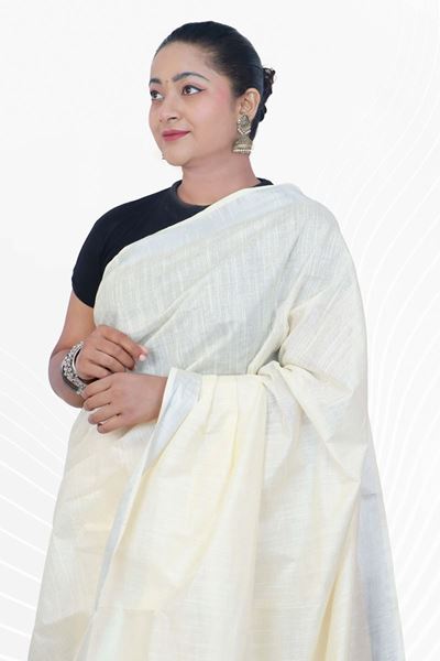Picture of Bihar Khadi  Cream Color Cotton Saree