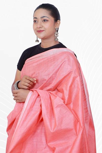Picture of Bihar Khadi  Pink Color Cotton Saree