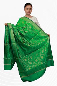 Picture of Bihar Khadi Raw Silk Dupatta in Green Color