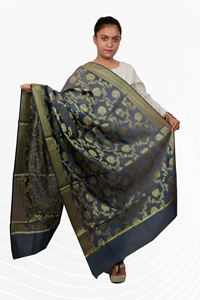 Picture of Bihar Khadi Raw Silk Dupatta in Grey Color