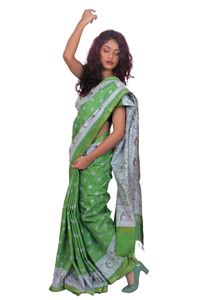 Picture of Green Color Madhubani Painting Print Saree