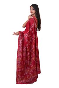 Picture of Maroon Color Batik Cotton Khadi Saree