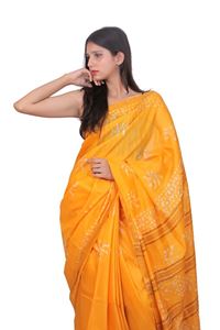 Picture of Yellow Color Batik Cotton Khadi Saree