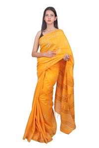 Picture of Yellow Color Batik Cotton Khadi Saree