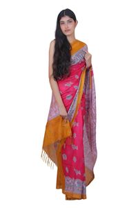 Picture of Pink Color Madhubani Painting Print Saree