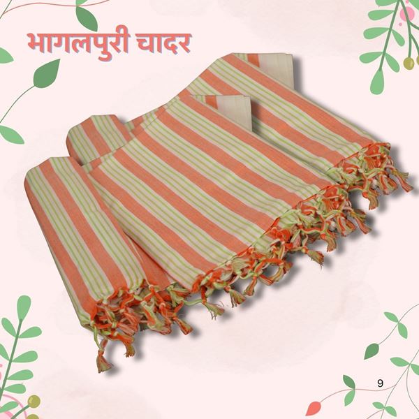 Picture of Bihar Khadi Bhagalpuri Chadar in Orange Shade