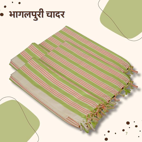 Picture of Bihar Khadi Bhagalpuri Chadar in Green Shade