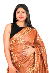 Picture of Brown Color Batik Cotton Khadi Saree