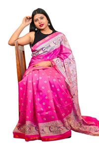 Picture of Pink Color Madhubani Painting Print Saree