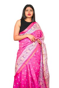 Picture of Pink Color Madhubani Painting Print Saree