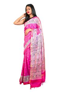 Picture of Pink Color Madhubani Painting Print Saree
