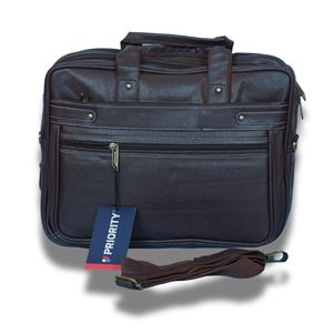 Picture of Made In Bihar Handbag with Laptop Sleeve in Dark Brown Color