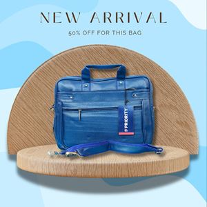 Picture of Made In Bihar Handbag with Laptop Sleeve in Blue Color