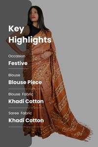 Picture of Brown Color Batik Cotton Khadi Saree