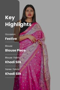 Picture of Pink Color Madhubani Painting Print Saree