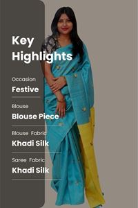 Picture of PURE TUSSAR SILK SAREE WITH CONTRAST THREAD-WORK
