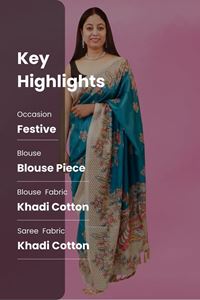 Picture of BIHAR KHADI BLUE COLOR RAW SILK SAREE