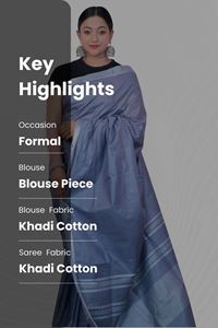 Picture of Bihar Khadi Grey Color Cotton Saree