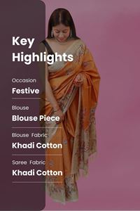 Picture of BIHAR KHADI MUSTURD YELLOW COLOR RAW SILK SAREE