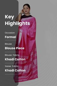 Picture of Bihar Khadi Pink Color Cotton Saree
