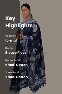 Picture of Blue Pure Silk Cotton Batik Saree