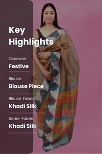 Picture of BROWN TUSSAR SILK  SAREE