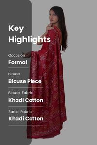 Picture of Maroon Color Batik Cotton Khadi Saree