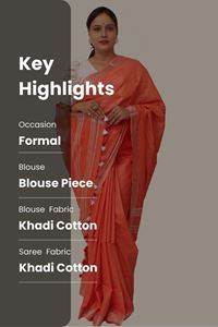 Picture of Orange Pure Silk Cotton Saree